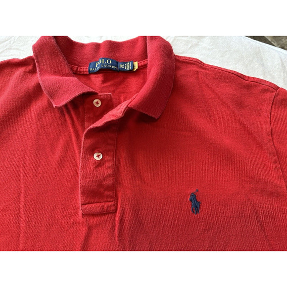 Polo Ralph Lauren, Golf Shirt Mens 2XLT Red w/Navy Blue Pony Preppy - Picture 3 of 12